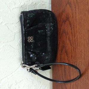 Coach Special Edition Black Sequin Small Wristlet